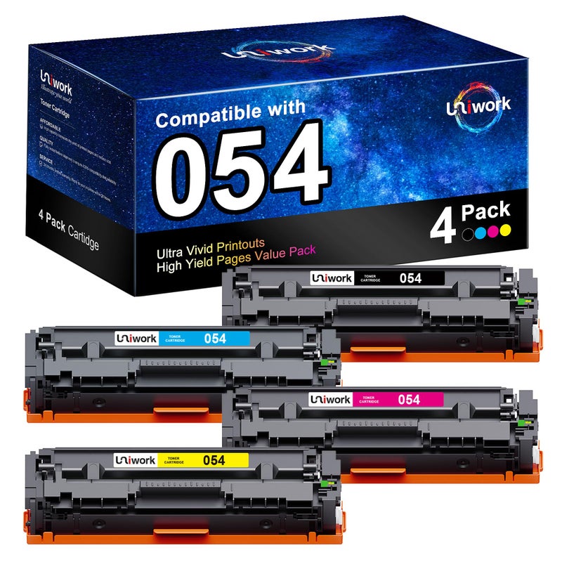 Uniwork Compatible Toner Cartridge Replacement for Canon 054 Cartridge 054H CRG 054 use for Color Image CLASS MF644Cdw LBP622Cdw MF642Cdw MF640C MF641Cw LBP620 Printer (Black, Cyan, Magenta, Yellow) - Image 1